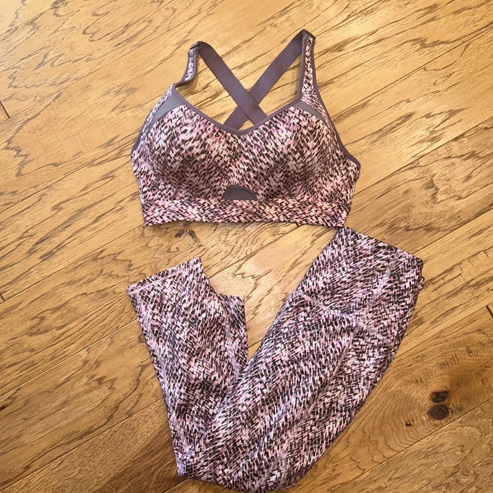 matching pink and black athletic set